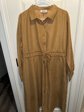 &merci Striped Long-Sleeve Shirt Dress